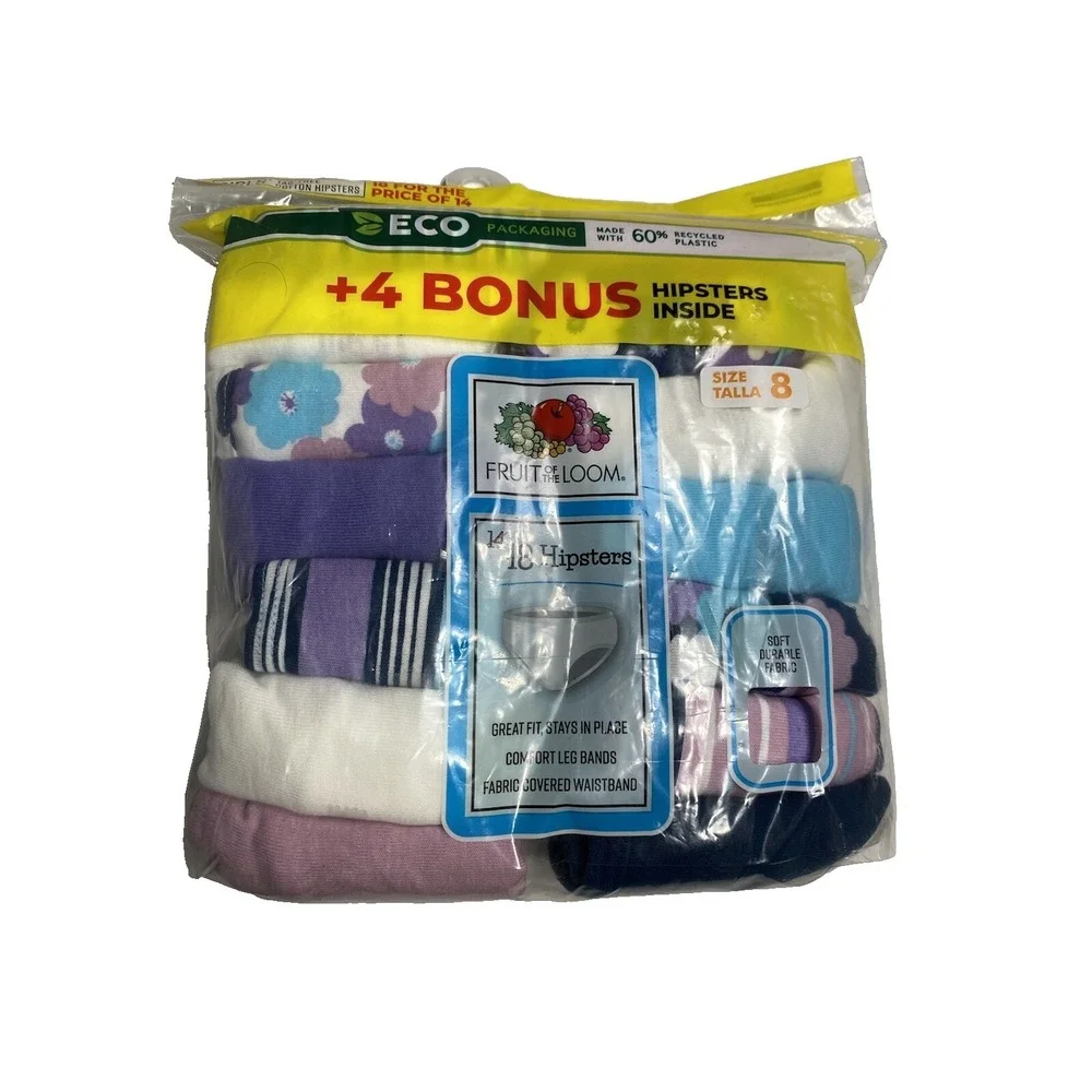 fruit‎ of the loom girls hipsters underwear briefs 18 pairs size 8